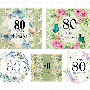 Clipart 80e anniversaire, imprimés 80e anniversaire, sublimation 80e, modèles de gobelets imprimables, fichiers PNG, téléchargement immédiat - BZ009
