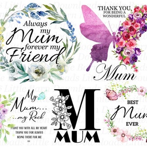 Mama Clipart: Mama Sublimationspaket, Mama PNGS, druckbare Abziehbilder, Muttertagsgeschenk, kommerzielle Nutzung, Floral - BZ004