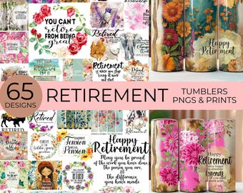 Retirement Clipart Bundle x 65 Files: PNGs for Sublimation, Seamless Tumblers, Retired (PRINTABLE) - BZ159