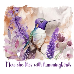 Ora vola con i colibrì PNG per sublimazione, download istantanei, stampe commemorative, clipart in amorevole memoria, regalo commemorativo