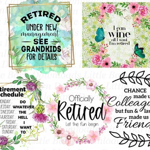 Bundle PNG de retraite, clipart officiellement retirés, graphique de sublimation, modèles de toboggan aquatique, décalcomanies de retraite heureuse, floral - BZ007
