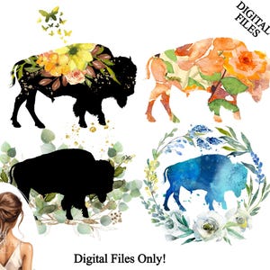 Bison Clipart Bundle: Buffalo Sublimation Graphics (PNG Digital Download)