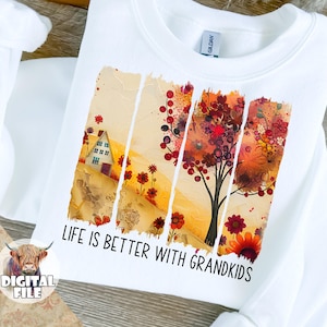 Grandkids Sublimation PNG: Floral Grandparent Clipart (Digital Download)