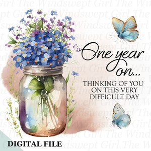 Anniversaire de la mort PNG Clipart, téléchargement immédiat, sublimation graphique, dessins de sympathie imprimables, papillon commémoratif, deuil PNG