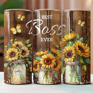 Meilleur gobelet NUMÉRIQUE, gobelet à sublimation 20 oz, toboggans aquatiques, gobelets skinny, cadeau pour collègue, tournesols