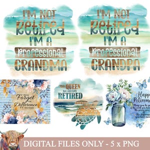 Bundle PNG retraite, clipart retraite, je suis à la retraite, graphique en sublimation, modèles de toboggans, cadeau de retraite heureuse, gobelet - BZ007