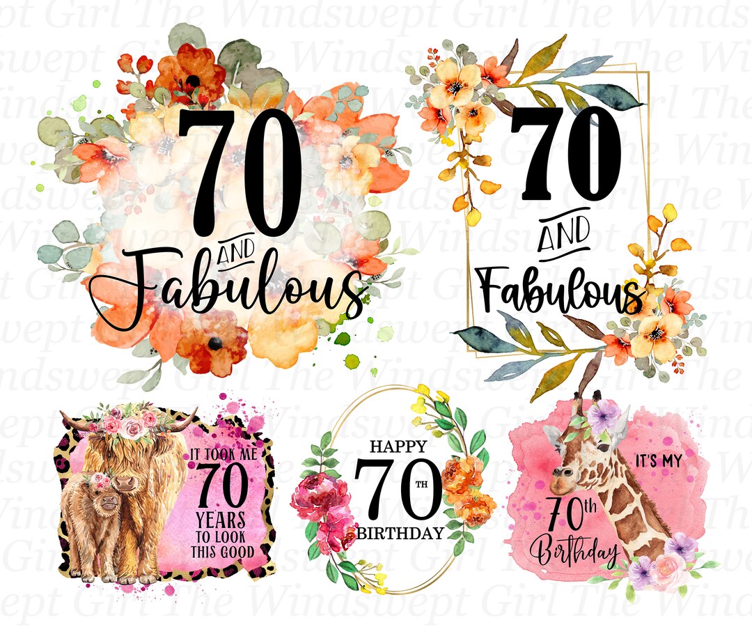 70th Birthday Clipart, Seventieth Birthday Printables, 70th Sublimation ...