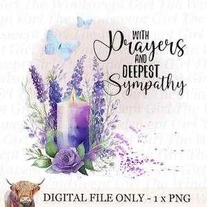 Avec des prières et une profonde sympathie PNG, Clipart commémoratif, perte d'un être cher, sublimation de deuil, téléchargements immédiats, imprimables de sympathie