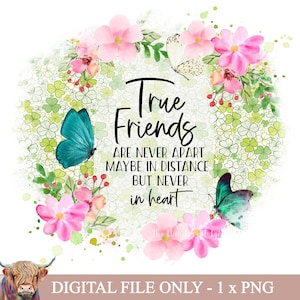 Les vrais amis ne sont jamais séparés PNG, Clipart ami, amitié sublimation designs, décalcomanies florales pour toboggan aquatique, transferts imprimables