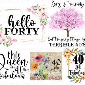 Clipart 40e anniversaire, 40e anniversaire Sublimation graphiques, 40e anniversaire PNG, téléchargements immédiats, clipart joyeux anniversaire - BZ009