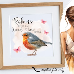 Les rouges-gorges apparaissent lorsque leurs proches sont près de PNG, des cliparts commémoratifs, sublimation commémorative, fichiers numériques