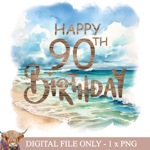 Gelukkige 90e verjaardag clipart, negentigste verjaardag sublimatie, 90 en fantastisch, verjaardag printables, instant download, strandverjaardag