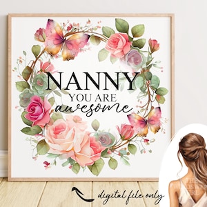 Fichier PNG nounou pour sublimation, nounou vous êtes génial, clipart nounou, idées cadeaux imprimables, téléchargement immédiat, merci nounou, art mural