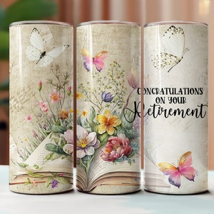 Félicitations pour votre retraite, emballage de verre mince de 20 oz, téléchargement par sublimation de gobelet PNG, gobelet sans couture, gobelet Vous êtes retraité