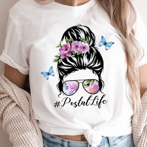 Post Leben PNG Datei für Subimation, Postangestellter Clipart, Post Leben druckbare Design, sofortiger Download, Messy Bun, Mitarbeiter Wertschätzung
