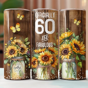 60e verjaardag 20oz magere beker PNG-sublimatie downloaden, NAADLOZE verjaardagsbeker, digitaal, 60 en fantastische clipart, instant