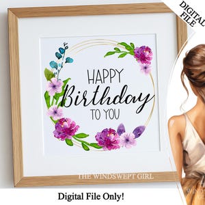 Feliz cumpleaños clipart en formato PNG para sublimación, descarga instantánea, imprimibles de cumpleaños, es tu cumpleaños png, cumpleaños floral