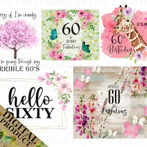 60. Geburtstag PNG Bundle, Sublimationspakete, Geburtstag Clipart, druckbare Transfers, sofortige Downloads - BZ009