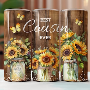 Copo Digital Best Cousin Ever, Embalagem Skinny para Copo de 20oz, Design PNG para Copo, Download por Sublimação, Copo Sem Costura, Copo Cousin de 20oz