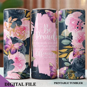 Emballage pour sublimation pour gobelet maigre 20 oz au format numérique, conception de gobelet PNG, téléchargement immédiat, sans couture, soyez fier du travail