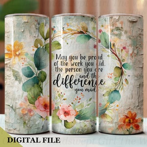 Gobelet de retraite, papier d'emballage skinny 20 oz, conception de gobelet PNG, téléchargement par sublimation, gobelet sans couture, numérique uniquement, soyez fier du travail