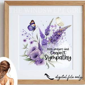 Met gebeden en diepste medeleven Clipart, sublimatiebestand, Memorial PNG, Instant Download, transparante achtergrond, Floral Sympathy