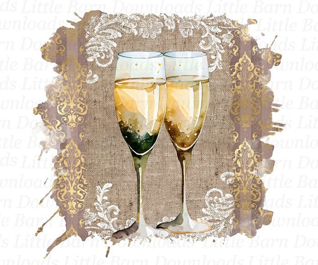 Champagne Flutes Clipart Wedding Clipart Glasses Wedding Etsy