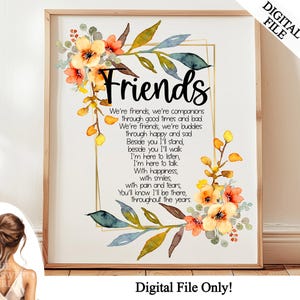Clipart di amici, sublimazione di amici, regalo di amicizia, migliore amica, download immediato, fiori, grazie amico, stampabili per amici