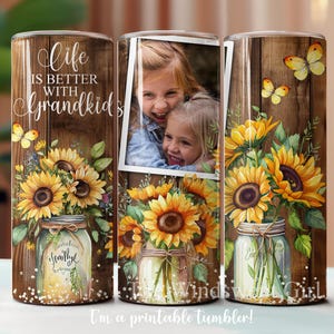 La vita è migliore con i nipoti 20oz Skinny Tumbler Design a sublimazione, nipoti, stampabile, SENZA CUCITURE, Tumbler fotografici, regalo per nonni