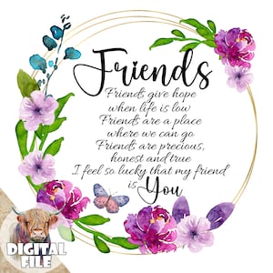 Gli amici danno speranza png, sublimazione di amici, clipart di amicizia, regalo per la migliore amica, download immediato, grazie amico, stampabili per amici
