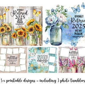 Lot sublimation retraite au format PNG, téléchargement immédiat, anciens produits à imprimer PNG, gobelets à usage commercial, cadeau de retraite 2025 - BZ007