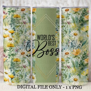 Meilleur patron du monde des cliparts, gobelet à sublimation 20 oz, toboggans aquatiques, gobelets skinny, cadeau pour collègue, patron PNG, téléchargement immédiat