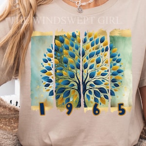 Conception de chemise 60e anniversaire au format PNG pour sublimation, chemise anniversaire 1965, cadeau 60e anniversaire pour femme, imprimables 60e anniversaire