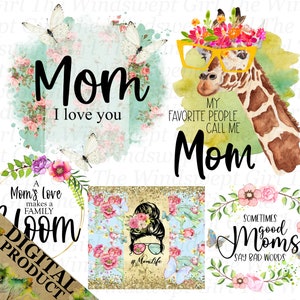 Mom Bundle PNGS, Mother&#39;s Day Clipart, Sublimation Bundles, Digital Transfers, Mom Clipart, Mom Sublimation, Instant Download - BZ001