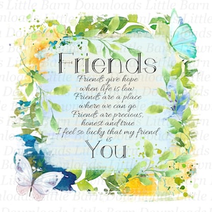 Des amis donnent de l'espoir au format png, sublimation d'amis, cadeau d'amitié, transferts bestie, téléchargement immédiat, fleurs, merci, graphiques de toboggan aquatique,