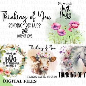 Câlins Clipart PNG sublimation Bundle, je pense à vous, téléchargement immédiat, vous avez obtenu cette impression, conceptions numériques à usage commercial - BZ041
