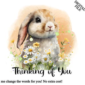 Clipart Thinking of you au format PNG pour sublimation, téléchargement numérique instantané, clipart sympathie, câlin imprimable, clipart personnalisé, lapin, CR