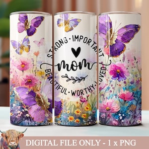 Diseño de vaso floral para mamá: PNG de sublimación (descarga digital)