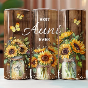 Beste Tante Ever Tumbler DIGITAL, 20 Unzen Skinny Tumbler Wrap, PNG Becher Design, Sublimation Download, Nahtloser Becher, Tante 20 Unzen Becher