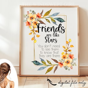 Los amigos son como estrellas, archivo de sublimación PNG, regalo de amistad, mejor amiga, descarga instantánea, gracias amiga, regalo para mejor amiga, imprimibles para amigas