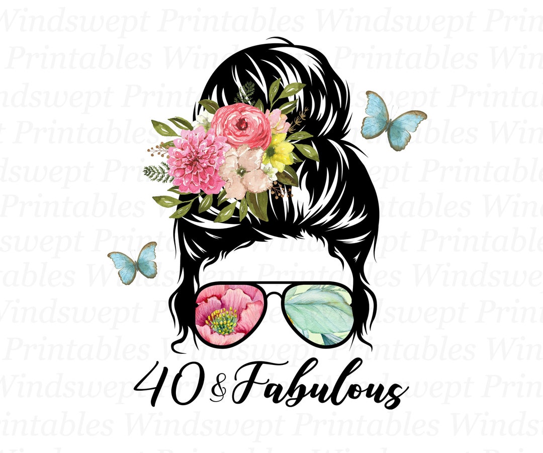 40 and Fabulous PNG, 40th Birthday Clipart, Hello 40 PNG, Printable ...