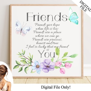 Amigos dão esperança png, sublimação de amigos, presente de amizade, melhor amiga, download instantâneo, flores, obrigado amigo, presente para imprimir para amigo