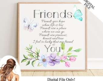 Friendship Quote PNG: Floral Bestie Gift, Sublimation Design (Digital Download)