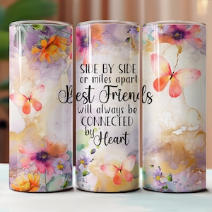 Side by Side Friends Or Miles Apart beker png, 20oz beker digitale verpakking, sublimatieafbeeldingen, naadloze rechte bekers