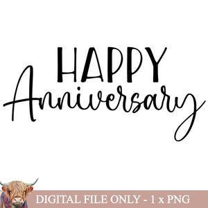 Clipart di buon anniversario, PNG di anniversario stampabile, file di sublimazione di anniversario, download immediato, decalcomanie per acqua, DIGITALE