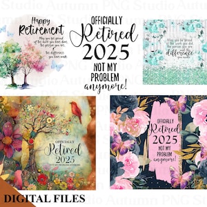 Fichiers PNG de sublimation de retraite, téléchargement immédiat, modèles imprimables de clipart de retraite, paquet, gobelets de retraite 2025 - BZ007