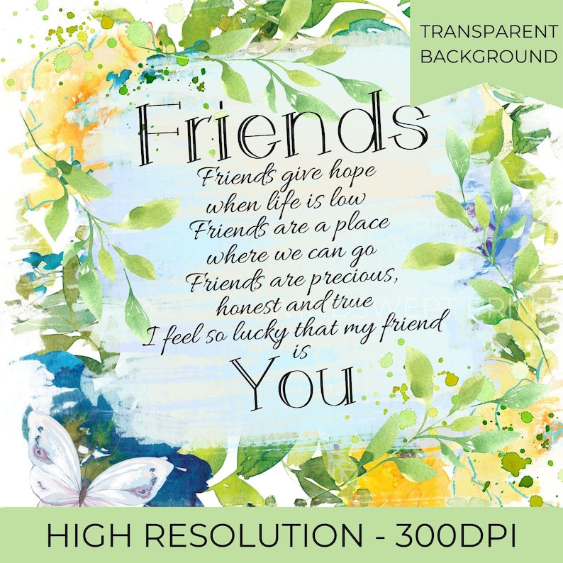Friendship Hope Friends Give Hope Clipart: Floral Friendship PNG File (PRINTABLE ...
