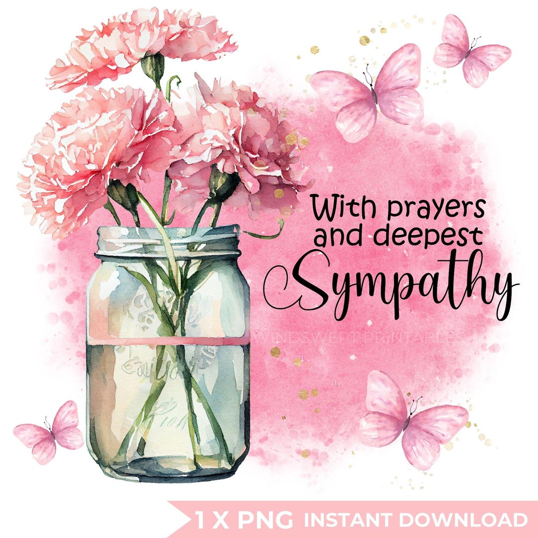 With Prayers and Deepest Sympathy Clipart: Memorial PNG File ...