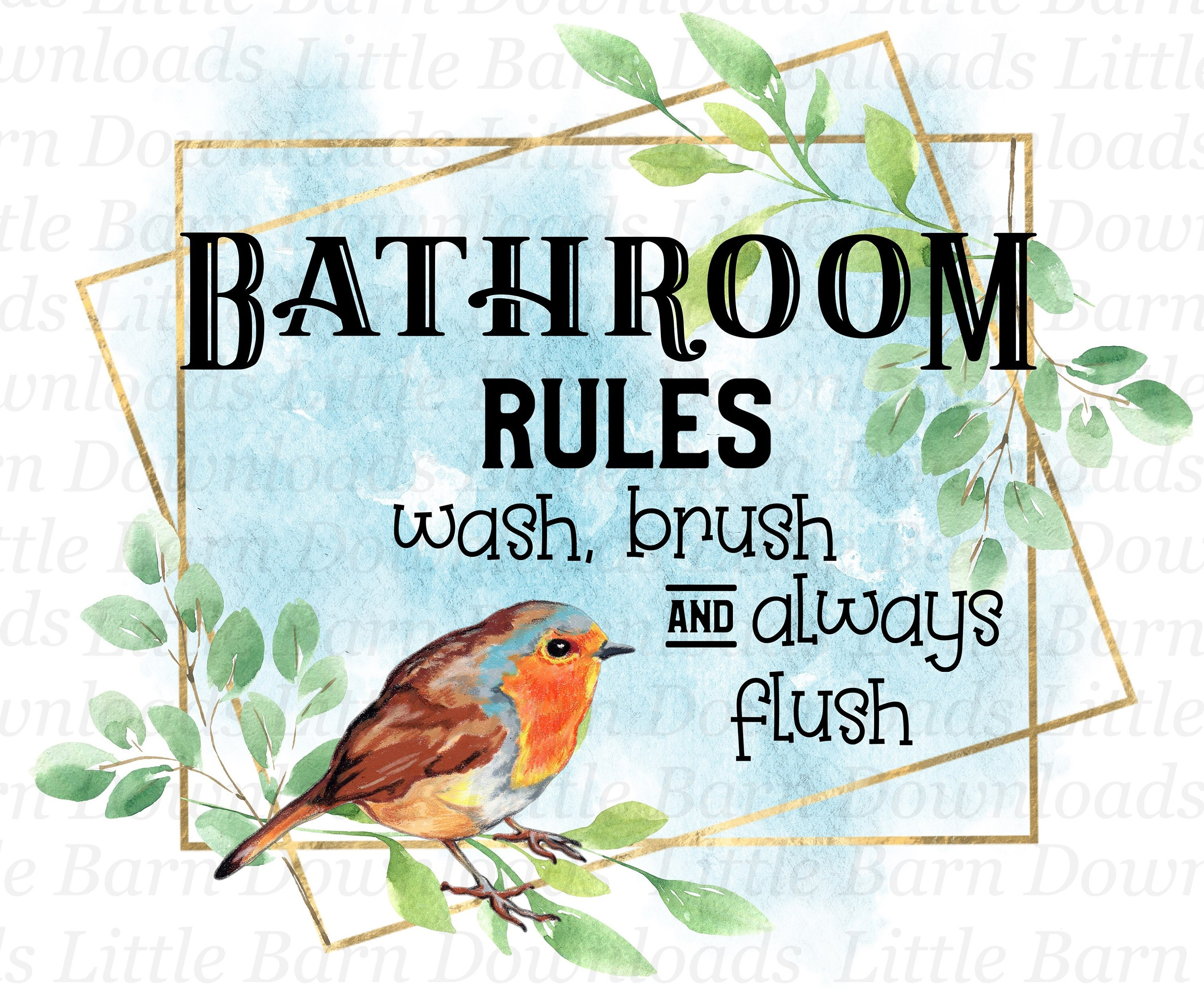 Bathroom Rules Clipart Bathroom Pngs Sublimation Graphics Etsy UK