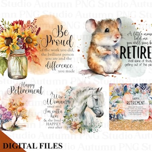 Clipart retraite, sublimation Bundle, officiellement retraité 2024, téléchargement immédiat, imprimable cadeau de retraite, tournesols - BZ007